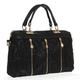 Ladies' Retro Lace PU (Faux) Leather Handbag Tote Crossbody Shoulder Lace Bag [Black]