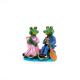 Two Frogs Boy Girl with Paddle on a Lilly Pad Scene Limitless Treasures