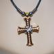 Metal 3D Cross with Rope Necklace and Clasp