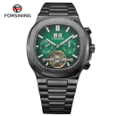 shopbestlove: Forsining 40mm Men's Metal Automatic Movement, Day, Date, DOW, Month, Skeleton View Port Charcoal, Green Dial