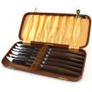 shopbestlove: Vintage Manor House Set of 6 Steak Knives Brazilian Rosewood Handles in Case Sheffield England