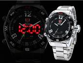 shopbestlove: Men's Shark Stainless Steel Sports Watch w/ LED + Analog, Quartz