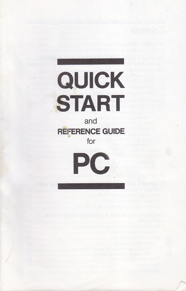 Quick Start and Referenc Guide for PC You and Your Fax modem - 1998 - Paperback