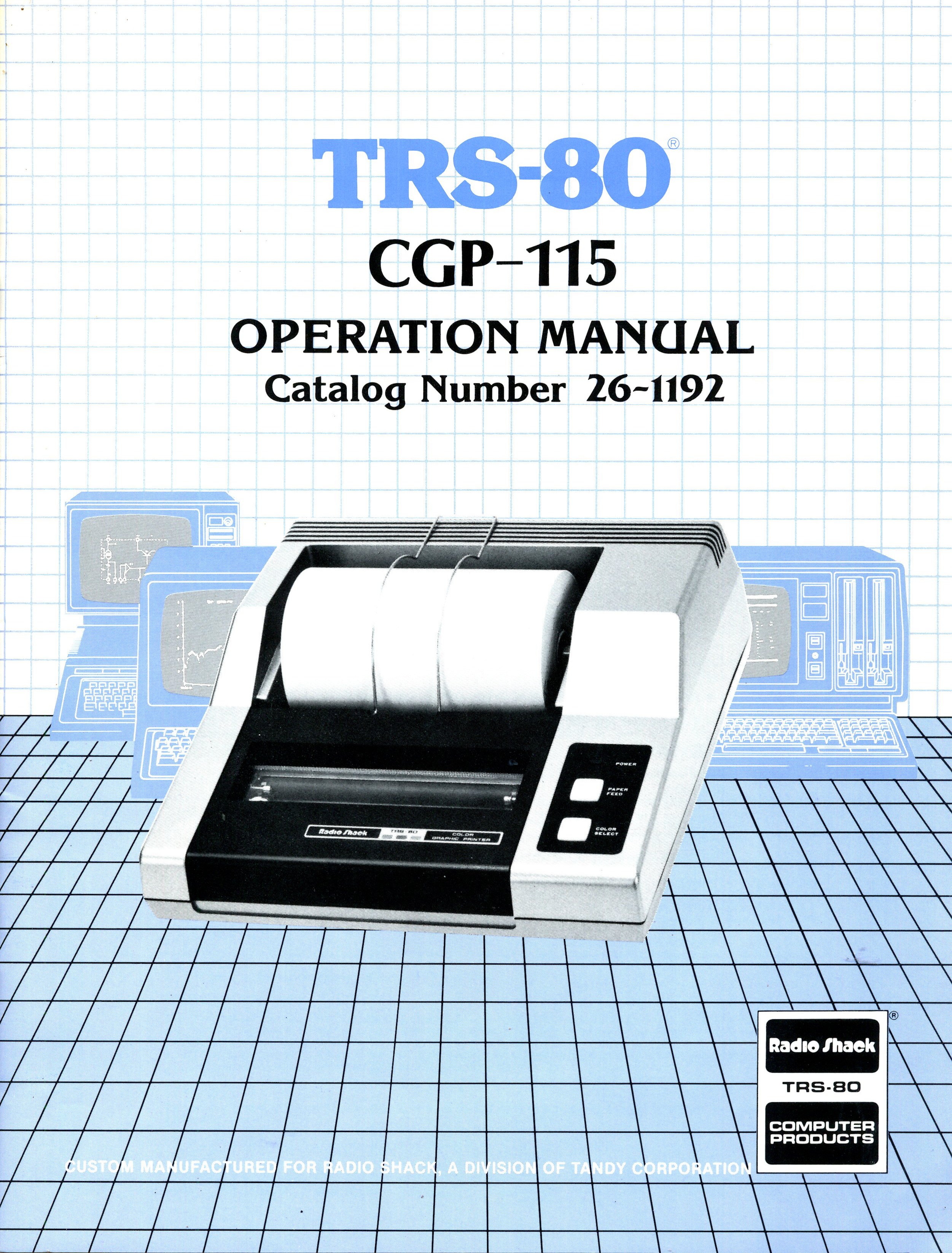 TRS-80 CGP-115 Operational Manual - Cat 26-1192