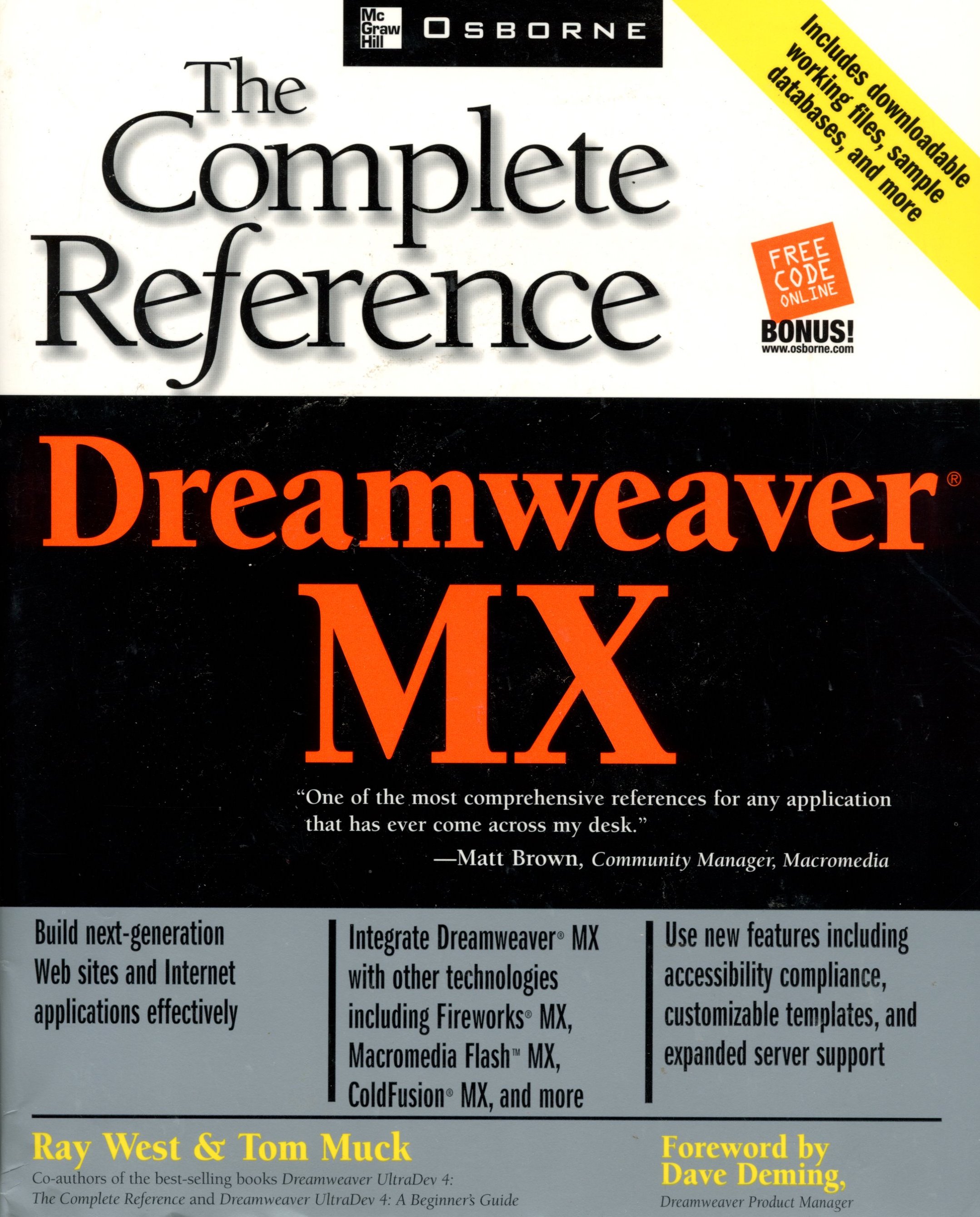 Dreamweaver MX - The Complete Reference - Ray West / Tom Muck - 2002 - Paperback - McGraw Hill / Osborne