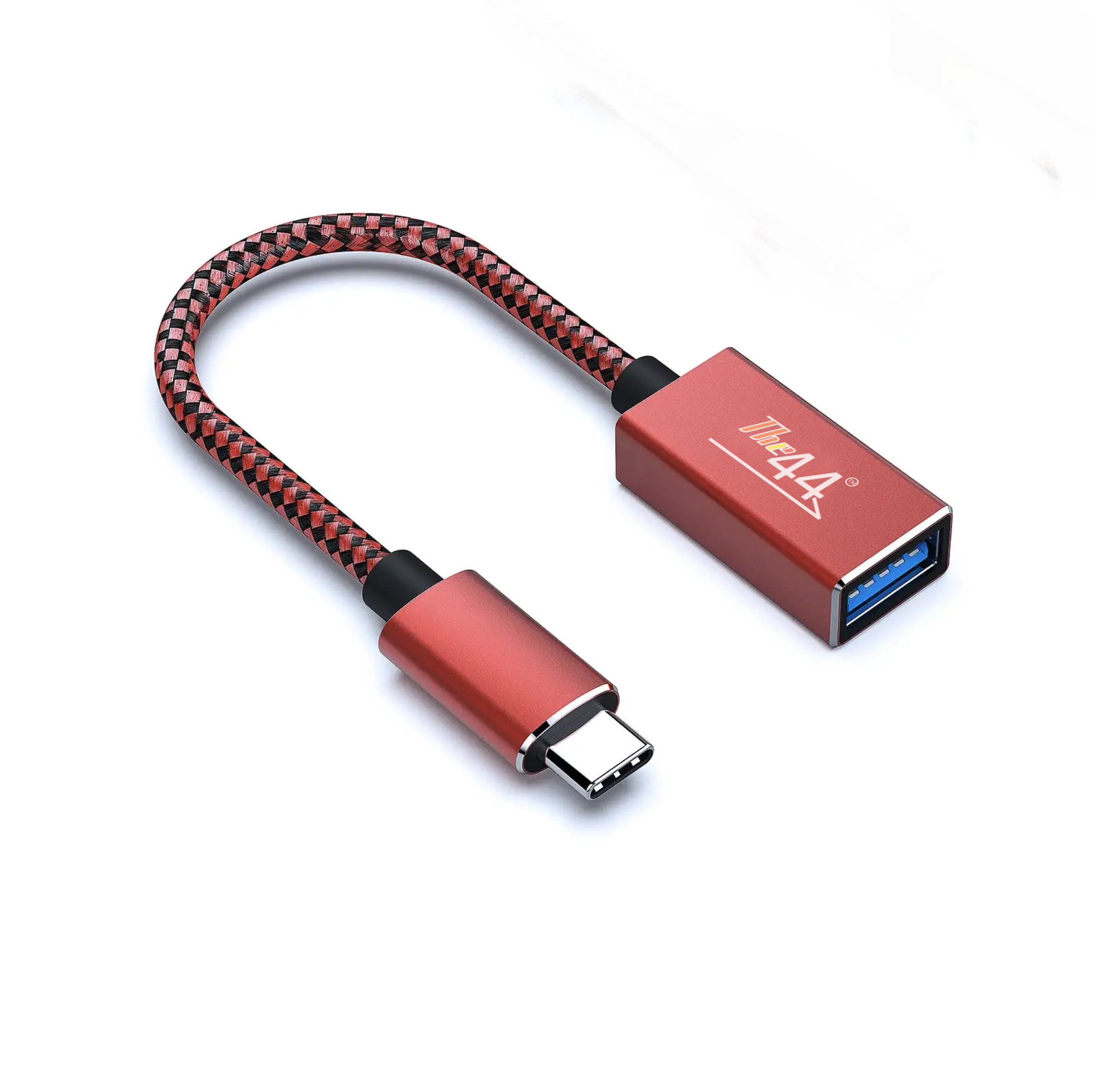 The44 - 7in,  USB 3.0 Female A to USB C Male, Braided Cable Adapter, for Desktops, Laptops, Laptops and Smartphones with USB C Port