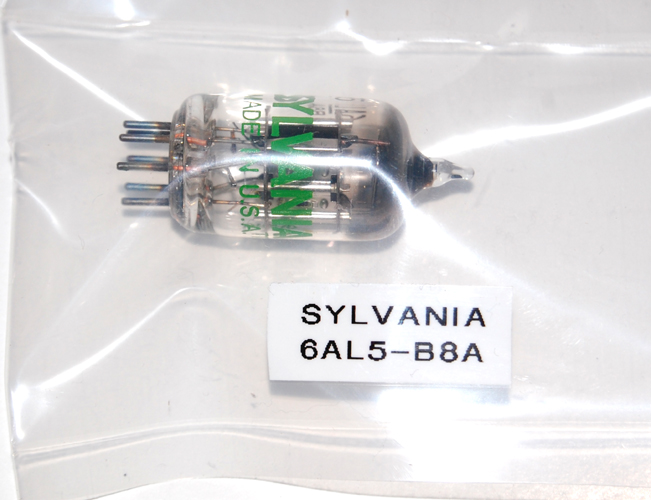 Vintage Sylvania  6AL5/B8A Electron Radio Tube - 1950's