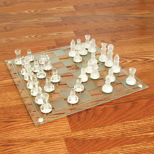 Large Glass Chess Set 14 x 14