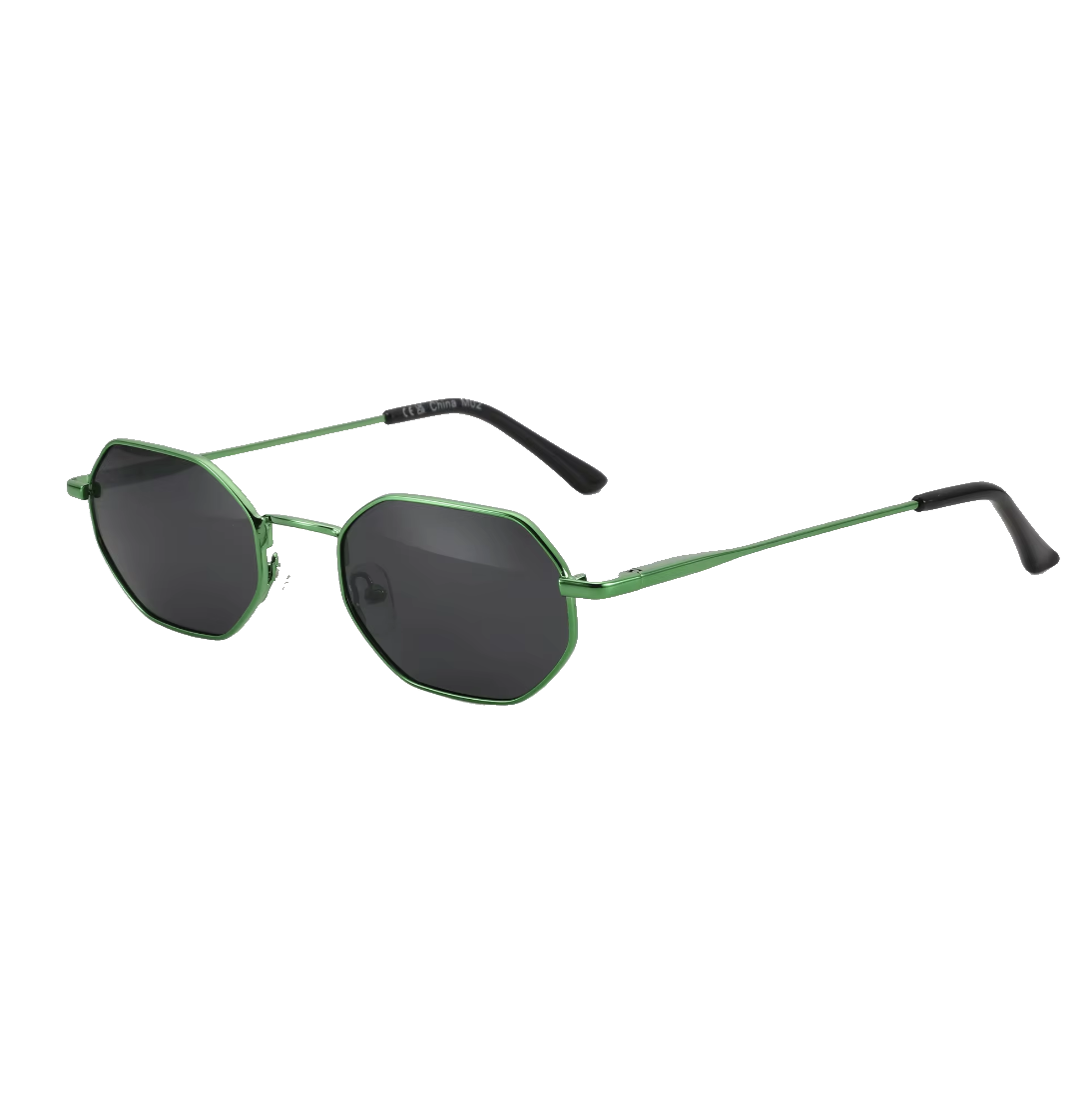 Hex Frame Polarized Sunglasses Unisex - Green Frame Smoke Lens