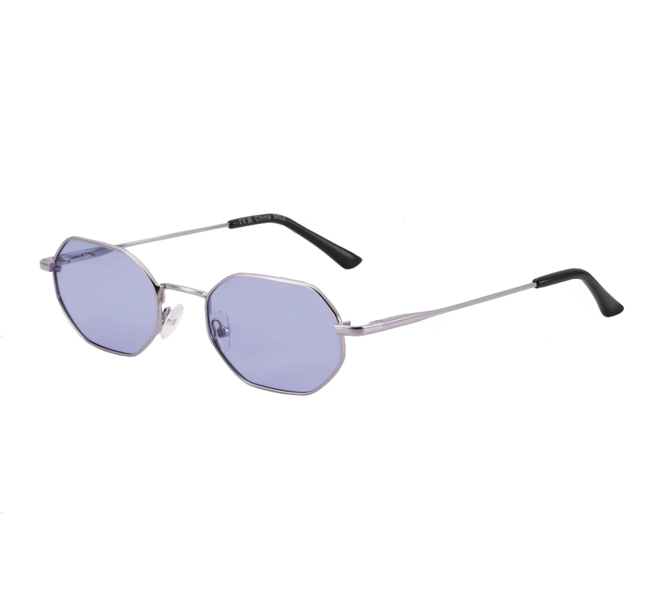 Oval Polarized Sunglasses Unisex - Metal Frame Blue Lens