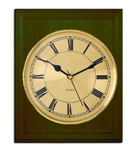 Walnut Style Wood Clock w/ Roman 5 In Dial