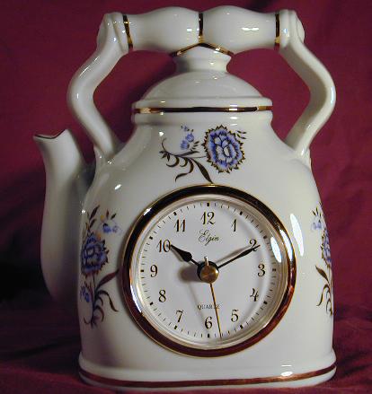 Elgin Porcelain Tea Pot Kitchen Clock