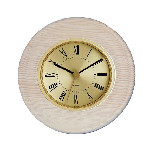 Antique bead wood finish clock w/ 3 inch dial