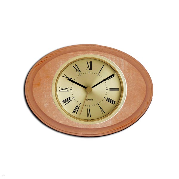 Blonde Oval Bead Wood Finish clock w/ 3 inch dial