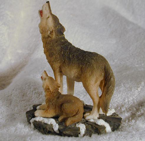 Mother And Baby Wolf Scene - Hand Painted